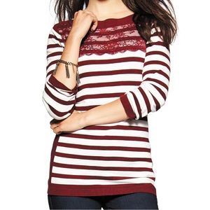 Hannah Red and White Striped Sweater, Small